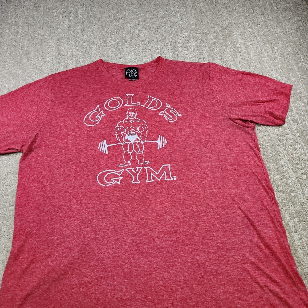 Golds Gym Shirt Men 2XL Bodybuilding Red Training Thin Lightweight Tee